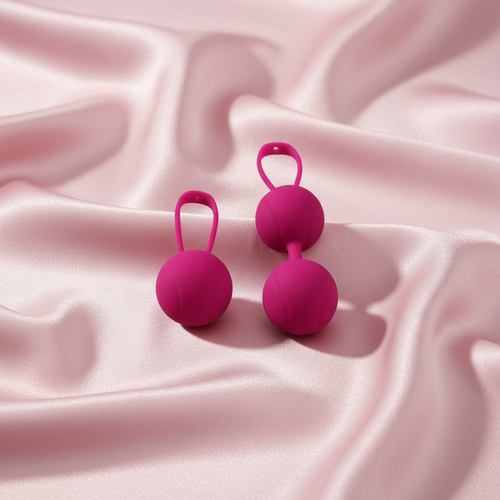 Boules de Geisha sur fond de soie rose